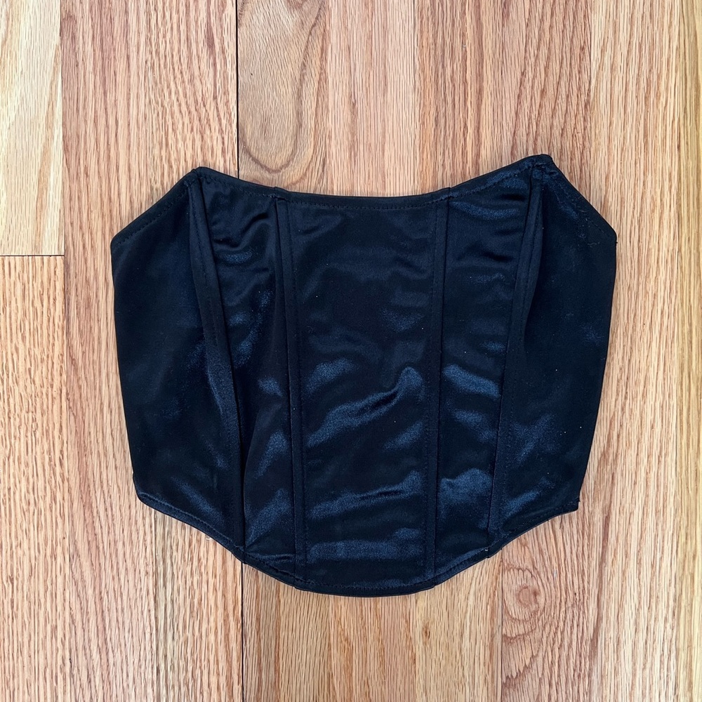 Black Bustier Strapless Top